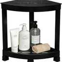Shower Foot Rest 16in, HIPS Shower Stool for Inside Shower, Waterproof Corner Shower Stool with Storage Shelf for Inside Small Shower Spaces, (Black)
