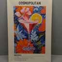 GyXzodonti Cosmopolitan Cocktail posters retro cocktail wall art Cocktail Drink Wall Decor Vintage bar cart decor Kitchen Home Bar Cart Club Decor Canvas Print 16x24inch Framed (16L" x 24W")