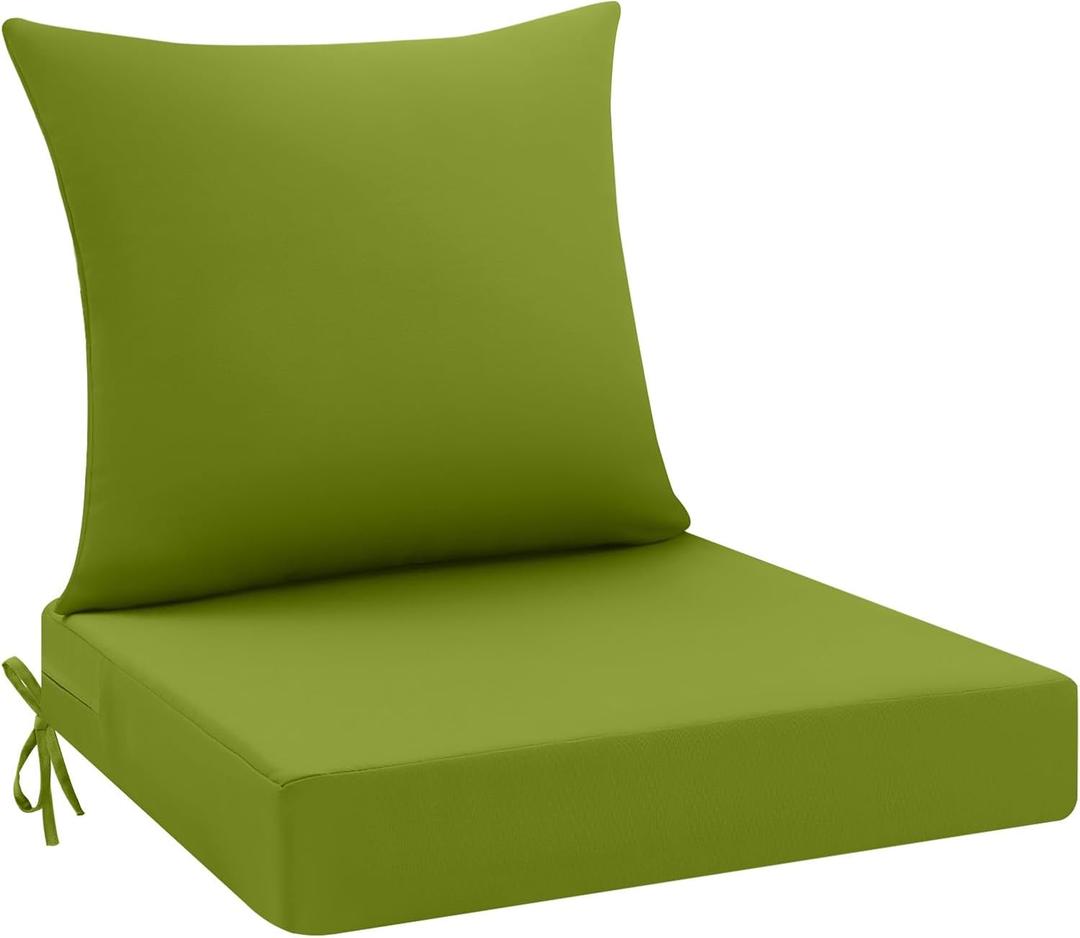 idee-home Outdoor Cushions for Patio Furniture, Outdoor Seat Cushion, Waterproof Hampton Bay Deep Seat Replacement Couch Chair Cushions for Garden Lawn Backyard Deck, 24 x 24 Green