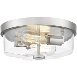 Brushed Nickel Flush Mount Ceiling Light, 2-Light Hallway Light Fixtures, Modern Farmhouse Farmhouse Ceiling Light Clear Glass for Kitchen Porch Entryway Indoor Outdoor