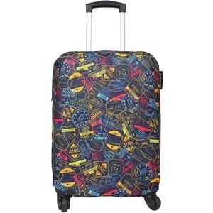 Explore Land Travel Luggage Cover Suitcase Protector Fits 18-22 Inch Case (Stamp, S)