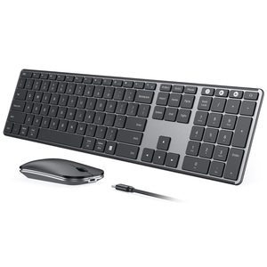 seenda Wireless Bluetooth Keyboard and Mouse Combo, SKM643 Rechargeable Slim Quiet Keyboard Mouse, 3 MultiDevice Connection, Compatible for Windows, Mac, MacBook, iPad, Tablet, Black Gray