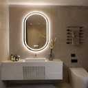 FLJ 24X32 inch Oval LED Bathroom Mirror with Lights, Anti-Fog, 3 Colors Temperature Dimmable, Lighted Mirrors for Bathroom Wall with Memory Function, Waterproof, Shatter-Proof