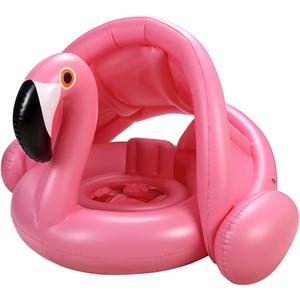 Baby Pool Float with Canopy, Flamingo Inflatable Swimming Ring, Infant Pool Floaties Sunshade Toys for Baby Girls Boys Toddlers Pink