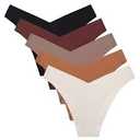 6Pcs/Set Women V-Waist Panties Seamless Briefs Low Waist Sexy Lingerie Invisible Ice Silk Underwear M