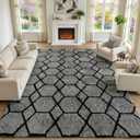 ONASAR 8x10 Area Rugs for Living Room, Fluffy Grey and Black Bedroom Rug, Geometric Boho Large Soft Plush Shaggy Fuzzy Floor Carpet for Nursery Kids Classroom Playroom Dorm Home Decor