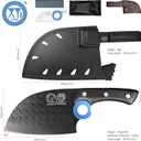 XYJ Authentic Since 1986,Heavy Duty Large Meat Cleaver,Serbian Chef Butcher Knife with Case,Chefs Vegetable Kitchen Knife,Full Tang for Outdoor Camping,Wood Handle with Sheath