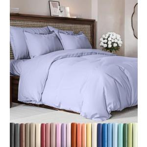 Duvet Cover Queen Size Set - Extra Soft Queen Duvet Cover 90" x 90" with 2 Pillow Shams - Hotel Luxury, Easy Care & Fade Free w/ Zipper Closures & Ties - All Season, Comfy and Breathable (Lavender)