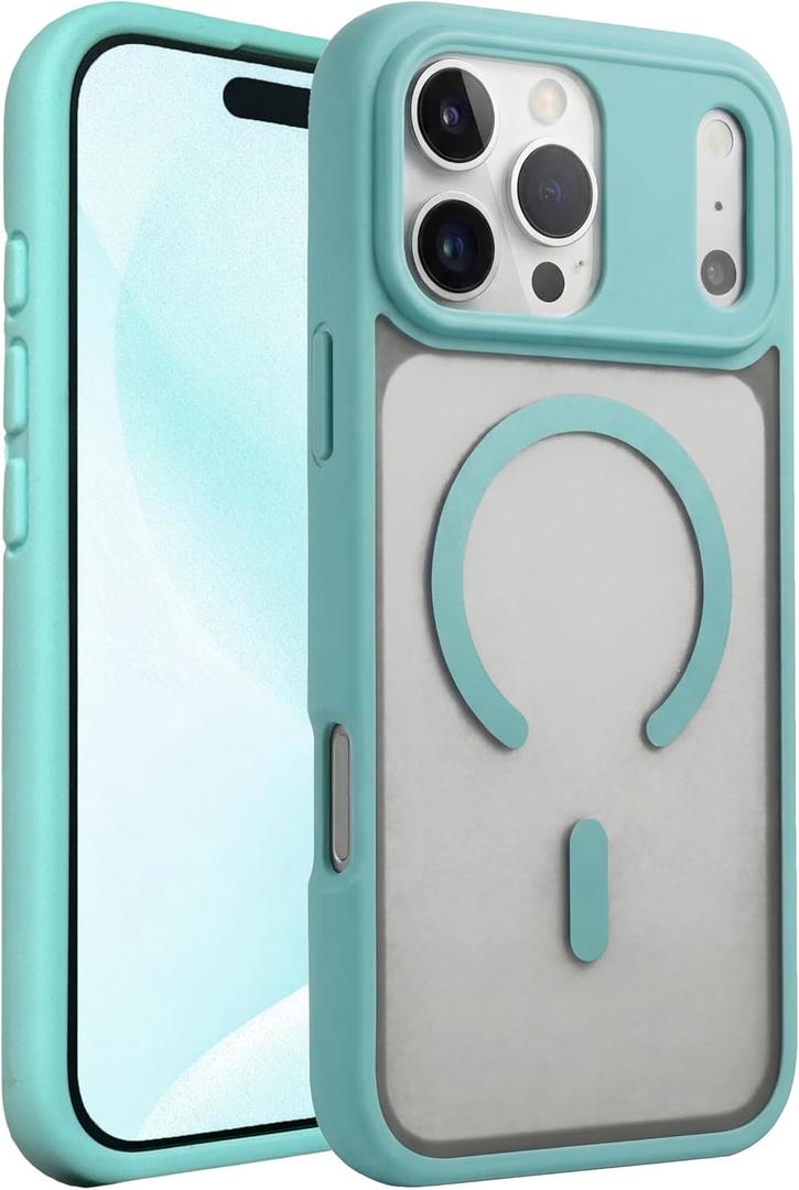 Magnetic for iPhone 17 Pro Max Case (Compatible with MagSafe)(Full Camera Protection)(Military Grade Drop Protection)(Anti-Scratch) Translucent Matte Shockproof Protective Cover, Blue