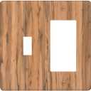 Outlet Covers Warm Brown Faux Wood Grain 1 Toggle 1 Rocker Combo Electrical Wall Plate Decorative Switch Plate Covers Light Switch Cover Plate For Farmhouse Cabin Decor