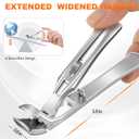 Toenail Clippers for Seniors Thick Toenails, Upgrade Angled Head Large Toe Nail Clippers for Men with Wide Jaw Opening, Sharp Heavy Duty Fingernail Clipper Cutter with Catcher Long Handle - Silver