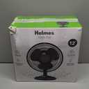 HOLMES 12" Table Fan, 75° Oscillation, 3 Speeds, 15° Adjustable Head Tilt, Ideal for Home, Bedroom or Office, Black