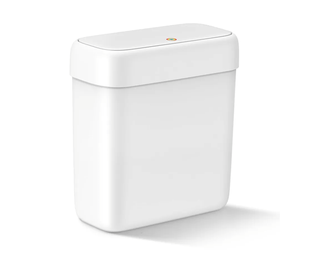 MOPALL Small Bathroom Trash Can with Lid, 2.6 Gallons / 10 L Slim Plastic Garbage Bin with Pop-Up Lid, Mini Waste Basket Can Dog Proof for Kitchen, Bedroom, Office, Laundry, Toilet, Rv, White