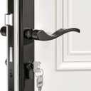 Storm Door Handle Complete SetStorm Door Handle Replacement Part with Lock Cylinder and Key, Fits for Screen and Storm Doors, 2-1/2" Handle PZ, Matte Black