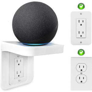 Outlet Shelf, Bathroom Wall Holder with Built-in Cable Management, Wall Organizer for Smart Home Decor Space Saving Electric Toothbrush Use as Echo Holder (Decora-style rectangular, 1, Pack)