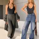 MANGOPOP Women's Ribbed Tank Tops V Neck Racerback Camisole Summer Slim Fit Workout Sleeveless 2026 Trendy Top (Black, S)