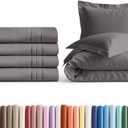 King Pillow Cases Set of 4 with Duvet Cover - Hotel Quality Pillowcase Covers - Cozy Bedding for Women, Men, Kids & Teens - Wrinkle Free Machine Washable Protectors - 4 Piece Set - King Size Dark Grey