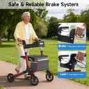 Rollator Walkers for Seniors with Seat, Rollator Walker with Seat and Brakes, Equipped All Terrain 8''PVC Rolling Wheel & Basket, Lightweight and Foldable Aluminum Alloy Frame, Height Adjustable, Red