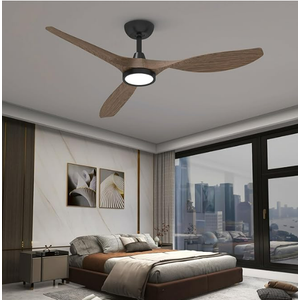 Roomratv Ceiling Fans with Lights and Remote, Ceiling Fan 52 Inch Black Walnut Color Quiet DC Motor 3 CCT Memory Modern Large Airflow Noiseless Reversible 6 Speeds 3 Timers Indoor for Farmhouse