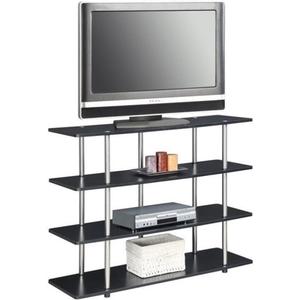 Convenience Concepts Designs2Go No Tools XL Highboy 4-Tier Stand Entertainment Center 55 Inches, Modern TV Console with Shelves for Living, Family Room, 47.25", Black
