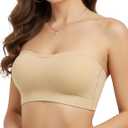 ZENUTA Strapless Bras for Women, Non-Slip Silicone Bandeau Bra, Wireless Padded Bralette Push Up Bra Seamless Tube Top (L)