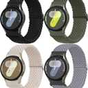 One Click Braided Bands for Samsung Galaxy Watch 7 6 5 4 Band 40mm 44mm/Watch 6 4 Classic 47mm 43mm 46mm 42mm/Watch 5 Pro 45mm,No Gap Stretchy Elastic Fabric Nylon Strap for Samsung Watch 4 5 6 7 FE (02-Black/Starlight/Military Green/Grey)