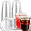 50 Pack 12 oz Clear Plastic Cup With Sip Lids ,Thickened Disposable Iced Coffee Cups for To Go Cold Drinks Latte Juice Smoothie Slushie Milkshake For Drink Shop Parties Events, Leakproof & BPA-Free