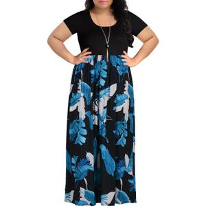 Nemidor Women's Chevron Print Summer Short Sleeve Plus Size Casual Maxi Dress, Size 18 Nemidor Women's Chevron Print Summer Short Sleeve Plus Size Casual Maxi Dress, Size 18