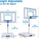 Oversized Pool Basketball Hoop with Super Bright Solar Lights, Poolside Basketball Hoop with 32" Shatterproof Backboard, Height Adjustment Pool Basketball Goal with Stainless Steel Rim,2 Balls