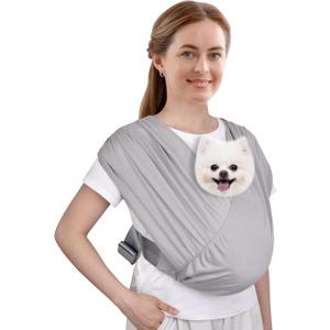 CUBY Swaddle Dog Sling Carrier for Small Dogs, Front Pet Sling Carrier Chest,Hands Free Adjustable Cat Sling Carrier Soft Cotton Reducing Pain Puppy Sling Carrier for Small Pet Up to 10lb (Light Gray)