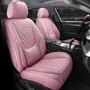 Car Seat Covers Front Seats Pink, Luxury Faux Leather Car Seat Covers Waterproof Non-Slip Seat Protector Universal Fit for Most Cars SUVs Trucks Pick-ups, Cute Pink Car Accessories for Women