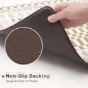 FRESHMINT Floral Checkerboard Anti-Fatigue Kitchen Mat Set of 2, Cushioned Foam Kitchen Mats for Floor, Waterproof Non Slip Comfort Mat, Modern Kitchen Rug for Kitchen Decor, Sink, Khaki Tan