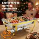 9.5QT 2 Pack Rectangular Stainless Steel Chafing Dishes for Buffet | Full & 3 1/3 Pans, Rolled-edge & Sturdy Buffet Servers and Warmers, Food Warmers for Parties, Events, Weddings, Gold Silver