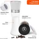 IMUSA Salt Shaker and Pepper Grinder Set 2 Pack Glass Salt Shaker and Pepper Mill Set, Manual Adjustable Ceramic Core Pepper Grinder, 6 oz Capacity, Refillable Salt and Pepper Set for Kitchen