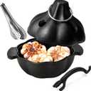 Cast Iron Garlic Roaster with Handle, Smoker Roaster, Garlic Cooker, Cast Iron Baker, Mini Roasting Pot, Potato Baker, Mini Cocotte, Used in the Kitchen Oven or Outdoors on a BBQ Grill Stove (6.1")