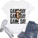 Womens Football Sequin Embroidery Shirts Oversized Vintage Game Day Tshirt Casual Football Season Short Sleeve Tops (White)