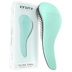 Crave Naturals Biggie Glide Thru Hair Brush - Detangler Brush for Curly, Straight, Wet or Dry Hair - Gentle Detangling Brushes for Adults, Kids, Toddlers - Hair Accessories for Women, 8.4"x3.4" - Mint (1 Pack (Large))