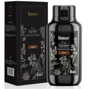 Limer Hair Dye Shampoo, Coffee Color 6-in-1 Natural Herbal Hair Color Shampoo, Semi-Permanent Gray Coverage with Pleasant Scent, Ammonia-Free Formula for Women & Men (460ml/15.55fl oz)