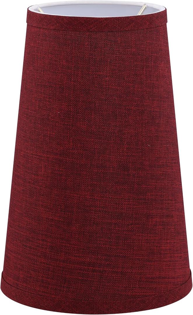 Aspen Creative 32218 Transitional Hardback Empire Shape Spider Fitter Lamp Shade in Burgundy Burlap Texture Fabric, 4-3/4" Top x 6-3/4" Bottom x 10" Slant, Small