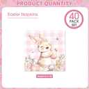 2 x 40 Pcs Easter Napkins Paper with Pink Buffalo Plaid Cute Bunny and Easter Eggs, Disposable Spring Party Paper Dinner Cocktail Square Napkin Set for Easters Party Decor Supplies Table Decorations Favor