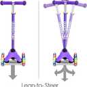 3-Wheel Kick Scooter for Kids Ages 3-8 Lean-to-Steer Toddler Scooter with Extra Wide Light Up Wheels, 4 Adjustable Heights, Foldable Scooters for Boys & Girls, Max Weight 110lbs