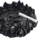 Decorative Skulls and Crossbones in Flames Ashtray for Spooky Skeleton Halloween Decorations or Medieval Art Figurines & Gothic Home Decor As Scary Fantasy Gifts