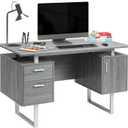 Techni Mobili Modern Office Desk with Storage, Gray (Grey)