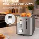 2 Slice Toaster with Wide Slots for Bread & Bagels, Stainless Steel Toaster with Digital Countdown, 6 Shade Settings, Defrost, Reheat & Cancel, Compact Design for Kitchen