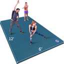 MRO Extra Large Exercise Mat For Home Gym, 6*12 FT(7mm) Workout Mats for Gym Flooring, Non-Slip, Extra Thick Durable Cardio Mat, Ideal for Plyo, Weights, MMA, Jump Rope -Shoe Friendly (Blue, 6*12 FT)