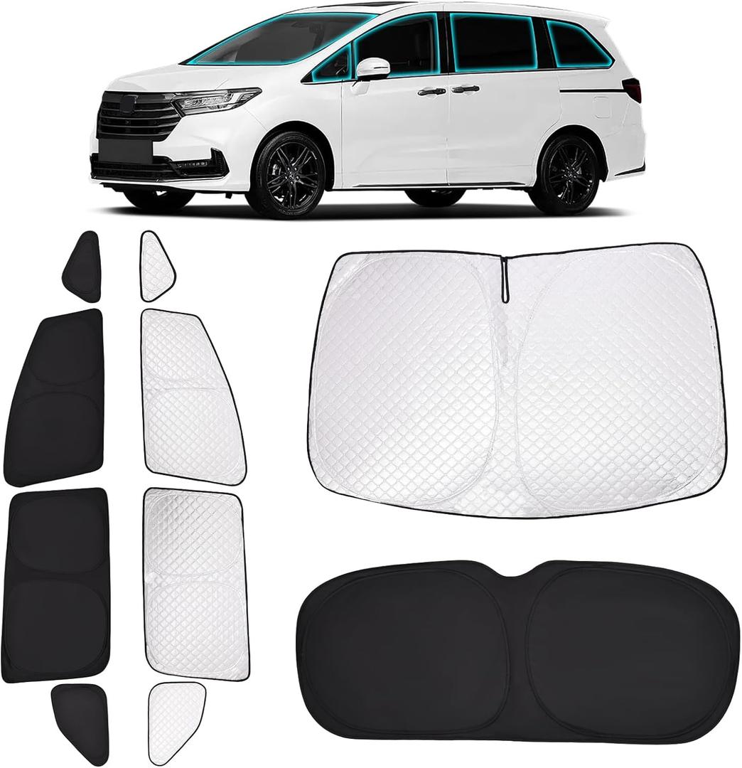 ZATOTOO Car Window Shades for 2022-2025 Honda Odyssey Sun Shade for Side Window Front and Rear Windshield Full Privacy Protection UV Ray Sun Blocker Heat Insulation for Camping Nap Long Time Parking