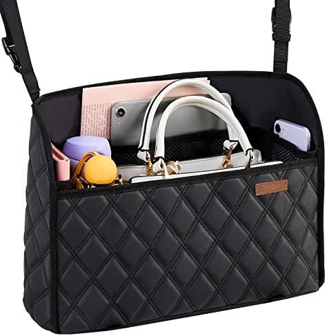 WLLWOO WLLWOO Car Net Pocket Handbag Holder Between Seats Back Storage Organizer Purse Holder for Console Front Seat Storage Barrier