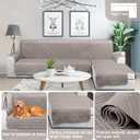 TAOCOCO Waterproof Sectional Couch Covers L Shaped Sofa Covers Chaise Lounge Cover 3pcs Reversible Sofa Covers for Sectional Sofa Pet Kids Furniture Protector with Elastic Straps(X-large, Light Brown)