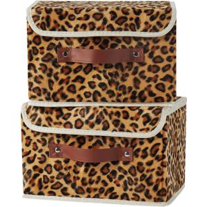 2PCS Storage Bin with Lid Leopard Print Cute Velvet Fabric Storage Basket Box Faux Leather Handles PP Plastic Board Foldable Washable Lidded Closet Shelf Organizer Container (Small Size) 2PCS Storage Bin with Lid Leopard Print Cute Velvet Fabric Storage Basket Box Faux Leather Handles PP Plastic Board Foldable Washable Lidded Closet Shelf Organizer Container (Small Size)