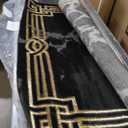 Well Woven Lezlee Abstract Modern 5'3" x 7'3" Area Rug Black Gold Marble Border - for Living Room, Dining Room, Bedroom